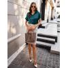 Zeagoo Womens Satin Blouse Short Sleeve Silk Tops Button Down Shirts Business Casual Outfits(Teal)