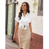 Zeagoo Womens Satin Blouse Short Sleeve Silk Tops Button Down Shirts Business Casual Outfits(White)