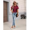 Zeagoo Womens Satin Blouse Short Sleeve Silk Tops Button Down Shirts Business Casual Outfits(Wine Red)