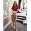 Zeagoo Womens Satin Blouse Short Sleeve Silk Tops Button Down Shirts Business Casual Outfits(Wine Red)