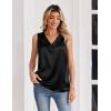 Zeagoo Women’s Silk Satin Tank Tops V Neck Casual Camisoles Sleeveless Business Work Blouses Dressy Summer Shirts(Black)