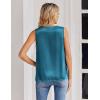 Zeagoo Women’s Silk Satin Tank Tops V Neck Casual Camisoles Sleeveless Business Work Blouses Dressy Summer Shirts(Blue Green)