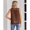 Zeagoo Women’s Silk Satin Tank Tops V Neck Casual Camisoles Sleeveless Business Work Blouses Dressy Summer Shirts(Brown)