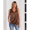 Zeagoo Women’s Silk Satin Tank Tops V Neck Casual Camisoles Sleeveless Business Work Blouses Dressy Summer Shirts(Brown)