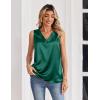 Zeagoo Women’s Silk Satin Tank Tops V Neck Casual Camisoles Sleeveless Business Work Blouses Dressy Summer Shirts(Green)