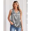 Zeagoo Women’s Silk Satin Tank Tops V Neck Casual Camisoles Sleeveless Business Work Blouses Dressy Summer Shirts(Grey)