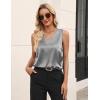 Zeagoo Women’s Silk Satin Tank Tops V Neck Casual Camisoles Sleeveless Business Work Blouses Dressy Summer Shirts(Grey)