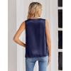 Zeagoo Women’s Silk Satin Tank Tops V Neck Casual Camisoles Sleeveless Business Work Blouses Dressy Summer Shirts(Navy Blue)