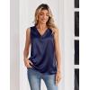 Zeagoo Women’s Silk Satin Tank Tops V Neck Casual Camisoles Sleeveless Business Work Blouses Dressy Summer Shirts(Navy Blue)