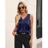 Zeagoo Women’s Silk Satin Tank Tops V Neck Casual Camisoles Sleeveless Business Work Blouses Dressy Summer Shirts(Navy Blue)