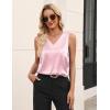 Zeagoo Women’s Silk Satin Tank Tops V Neck Casual Camisoles Sleeveless Business Work Blouses Dressy Summer Shirts(Pink)
