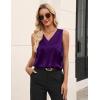 Zeagoo Women’s Silk Satin Tank Tops V Neck Casual Camisoles Sleeveless Business Work Blouses Dressy Summer Shirts(Purple)