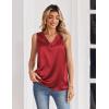 Zeagoo Women’s Silk Satin Tank Tops V Neck Casual Camisoles Sleeveless Business Work Blouses Dressy Summer Shirts(Red)