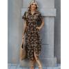 Zeagoo Womens Summer Casual Short Sleeve Button Down Long Shirt Dresses Loose Swimsuit Beach Cover Ups with Pockets(Black Floral)