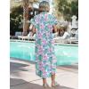 Zeagoo Womens Summer Casual Short Sleeve Button Down Long Shirt Dresses Loose Swimsuit Beach Cover Ups with Pockets(Coral Floral)