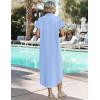 Zeagoo Womens Summer Casual Short Sleeve Button Down Long Shirt Dresses Loose Swimsuit Beach Cover Ups with Pockets(Light Blue)