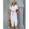 Zeagoo Womens Summer Casual Short Sleeve Button Down Long Shirt Dresses Loose Swimsuit Beach Cover Ups with Pockets(White)