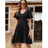 Zeagoo Womens Summer Dress Casual Swing Floral Ruffle Short Sleeve Sundresses Beach Mini A-line Shift Dress 2026 with Pockets(Black)