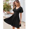 Zeagoo Womens Summer Dress Casual Swing Floral Ruffle Short Sleeve Sundresses Beach Mini A-line Shift Dress 2026 with Pockets(Black)