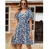 Zeagoo Womens Summer Dress Casual Swing Floral Ruffle Short Sleeve Sundresses Beach Mini A-line Shift Dress 2026 with Pockets(Blue Floral)