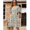 Zeagoo Womens Summer Dress Casual Swing Floral Ruffle Short Sleeve Sundresses Beach Mini A-line Shift Dress 2026 with Pockets(Blue Yellow Floral)
