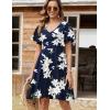 Zeagoo Womens Summer Dress Casual Swing Floral Ruffle Short Sleeve Sundresses Beach Mini A-line Shift Dress 2026 with Pockets(Dark Blue Floral)