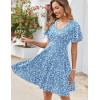 Zeagoo Womens Summer Dress Casual Swing Floral Ruffle Short Sleeve Sundresses Beach Mini A-line Shift Dress 2026 with Pockets(Light Blue Floral)