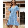 Zeagoo Womens Summer Dress Casual Swing Floral Ruffle Short Sleeve Sundresses Beach Mini A-line Shift Dress 2026 with Pockets(Light Blue Floral)