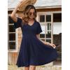 Zeagoo Womens Summer Dress Casual Swing Floral Ruffle Short Sleeve Sundresses Beach Mini A-line Shift Dress 2026 with Pockets(Navy)