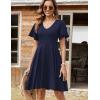 Zeagoo Womens Summer Dress Casual Swing Floral Ruffle Short Sleeve Sundresses Beach Mini A-line Shift Dress 2026 with Pockets(Navy)
