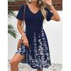 Zeagoo Womens Summer Dress Casual Swing Floral Ruffle Short Sleeve Sundresses Beach Mini A-line Shift Dress 2026 with Pockets(Navy Sf119)