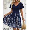 Zeagoo Womens Summer Dress Casual Swing Floral Ruffle Short Sleeve Sundresses Beach Mini A-line Shift Dress 2026 with Pockets(Navy Sf119)