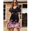 Zeagoo Womens Summer Dress Casual Swing Floral Ruffle Short Sleeve Sundresses Beach Mini A-line Shift Dress 2026 with Pockets(Pink Black Floral)