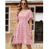 Zeagoo Womens Summer Dress Casual Swing Floral Ruffle Short Sleeve Sundresses Beach Mini A-line Shift Dress 2026 with Pockets(Pink Floral)