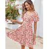 Zeagoo Womens Summer Dress Casual Swing Floral Ruffle Short Sleeve Sundresses Beach Mini A-line Shift Dress 2026 with Pockets(Pink White Floral)