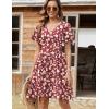 Zeagoo Womens Summer Dress Casual Swing Floral Ruffle Short Sleeve Sundresses Beach Mini A-line Shift Dress 2026 with Pockets(Red Floral)