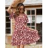 Zeagoo Womens Summer Dress Casual Swing Floral Ruffle Short Sleeve Sundresses Beach Mini A-line Shift Dress 2026 with Pockets(Red Floral)