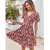 Zeagoo Womens Summer Dress Casual Swing Floral Ruffle Short Sleeve Sundresses Beach Mini A-line Shift Dress 2026 with Pockets(Red Floral)