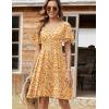 Zeagoo Womens Summer Dress Casual Swing Floral Ruffle Short Sleeve Sundresses Beach Mini A-line Shift Dress 2026 with Pockets(Yellow Floral)