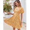 Zeagoo Womens Summer Dress Casual Swing Floral Ruffle Short Sleeve Sundresses Beach Mini A-line Shift Dress 2026 with Pockets(Yellow Floral)