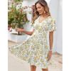 Zeagoo Womens Summer Dress Casual Swing Floral Ruffle Short Sleeve Sundresses Beach Mini A-line Shift Dress 2026 with Pockets(Yellow White Floral)