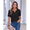Zeagoo Womens Summer Tops Casual Short Sleeve V Neck Shirts Business Dressy Work Blouses(Black)