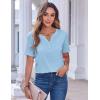 Zeagoo Womens Summer Tops Casual Short Sleeve V Neck Shirts Business Dressy Work Blouses(Blue)
