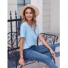 Zeagoo Womens Summer Tops Casual Short Sleeve V Neck Shirts Business Dressy Work Blouses(Blue)