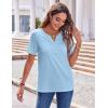 Zeagoo Womens Summer Tops Casual Short Sleeve V Neck Shirts Business Dressy Work Blouses(Blue)