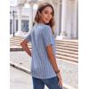 Zeagoo Womens Summer Tops Casual Short Sleeve V Neck Shirts Business Dressy Work Blouses(Blue White Stripes)