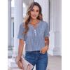 Zeagoo Womens Summer Tops Casual Short Sleeve V Neck Shirts Business Dressy Work Blouses(Blue White Stripes)