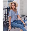 Zeagoo Womens Summer Tops Casual Short Sleeve V Neck Shirts Business Dressy Work Blouses(Blue White Stripes)