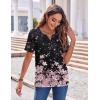 Zeagoo Womens Summer Tops Casual Short Sleeve V Neck Shirts Business Dressy Work Blouses(Floral Black Multi)