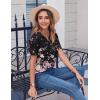 Zeagoo Womens Summer Tops Casual Short Sleeve V Neck Shirts Business Dressy Work Blouses(Floral Black Multi)